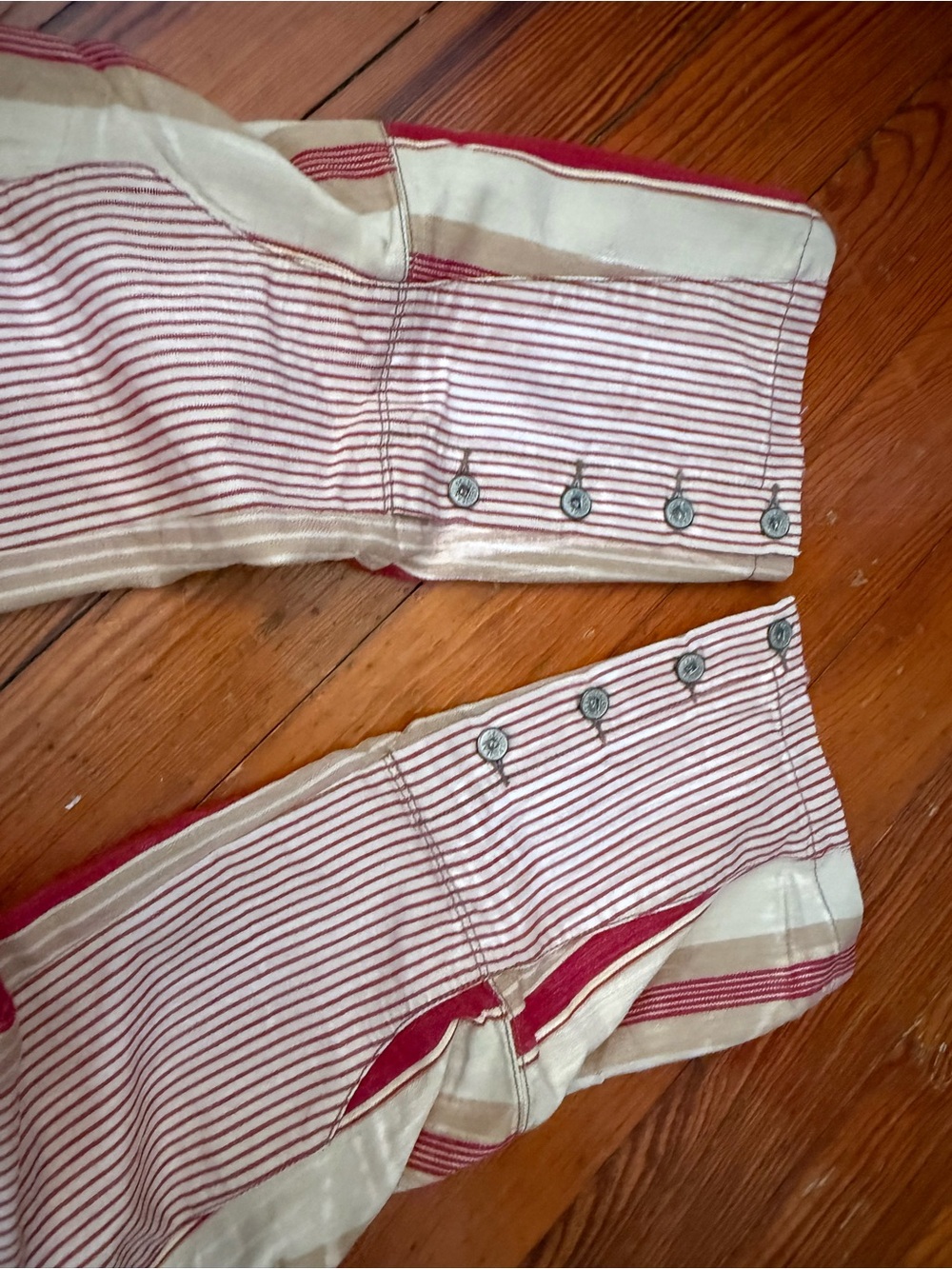 Marithe Francois Girbaud Red and Cream Striped Pants - Picture 5 of 6